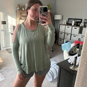 Green Off the Shoulder Sweater
